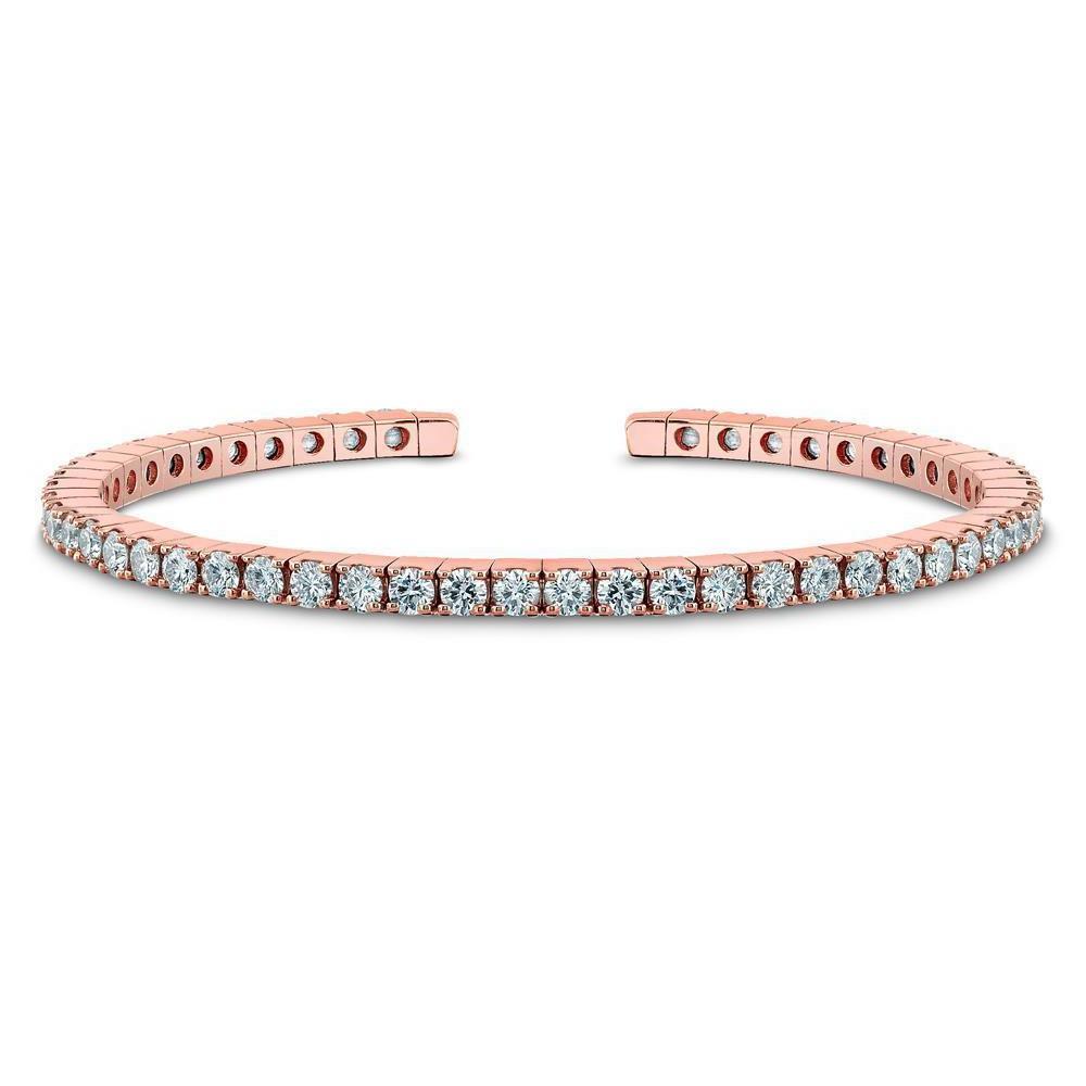 Rose Gold 14K Round Cut 7.80 Carats Genuine Diamonds Tennis Bracelet