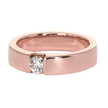 Rose Gold 14K Tension Set Round Men's Ring Natural 0.75 Carats