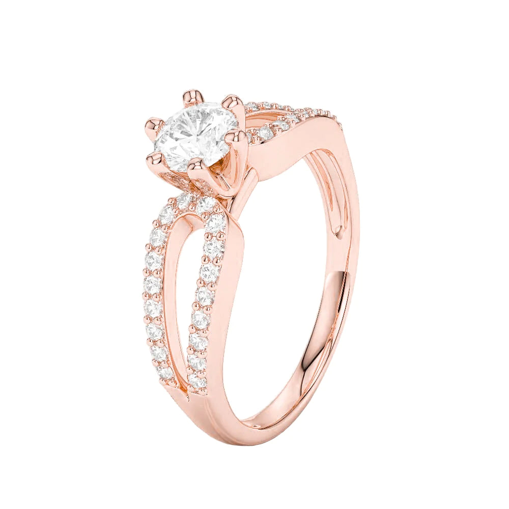 Rose Gold 1.75 Ct Real Diamond Engagement Ring Accented Jewelry