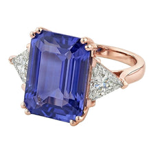 Rose Gold 3 Stone Anniversary Ring Blue Sapphire Natural Earth Mined Diamonds 3.50 Carats