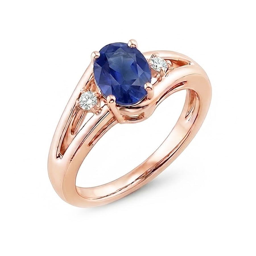 natural round sapphire 2.25ct ring side angle