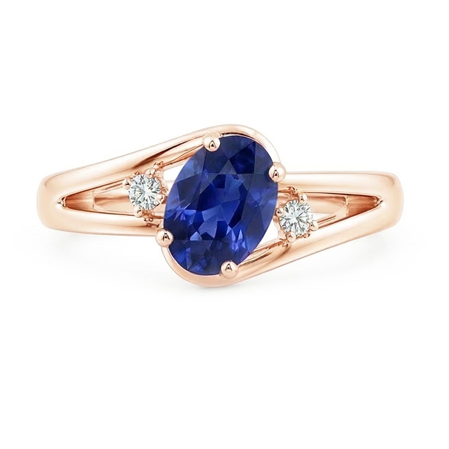 natural round sapphire 2.25ct ring top view