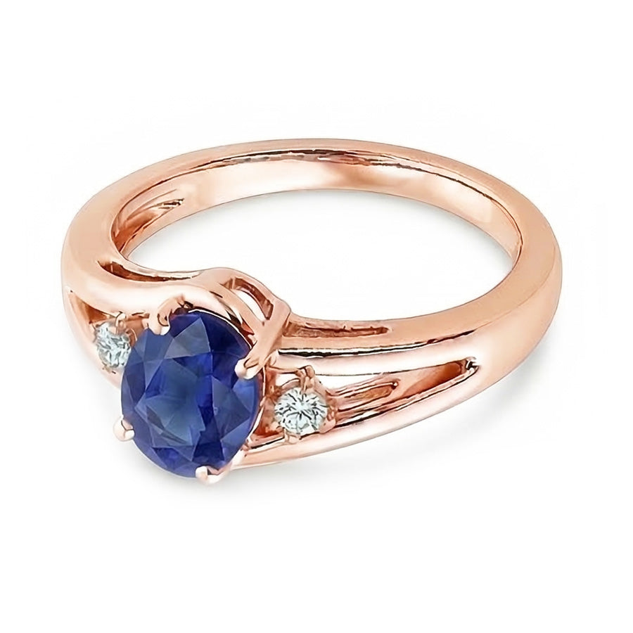natural round sapphire 2.25ct ring profile view