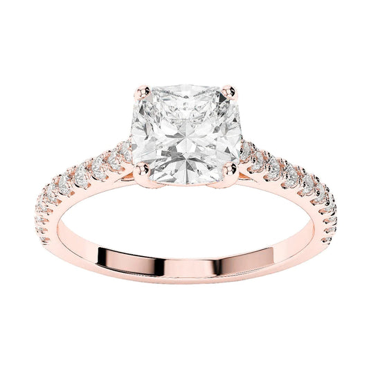 Rose Gold 3.25 Carats Cushion Real Diamond Engagement Ring New