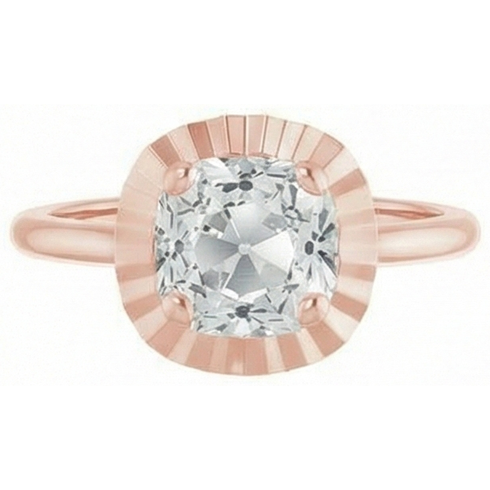 Rose Gold 4 Carat Cushion Natural Earth Mined DIAMOND ( NOT LAB GROWN ) Ring