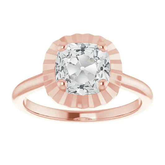 Rose Gold 4 Carat Cushion Real Diamond Ring