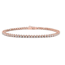 Rose Gold 4.55 Carats Round Cut Sparkling Real Diamonds Tennis Bracelet