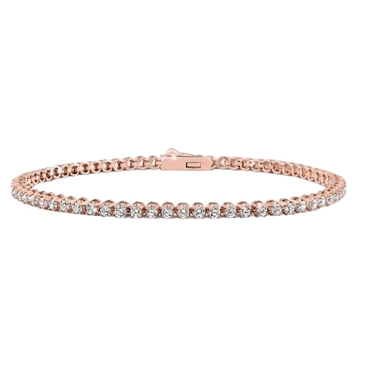 Rose Gold 4.55 Carats Round Cut Sparkling Real Diamonds Tennis Bracelet