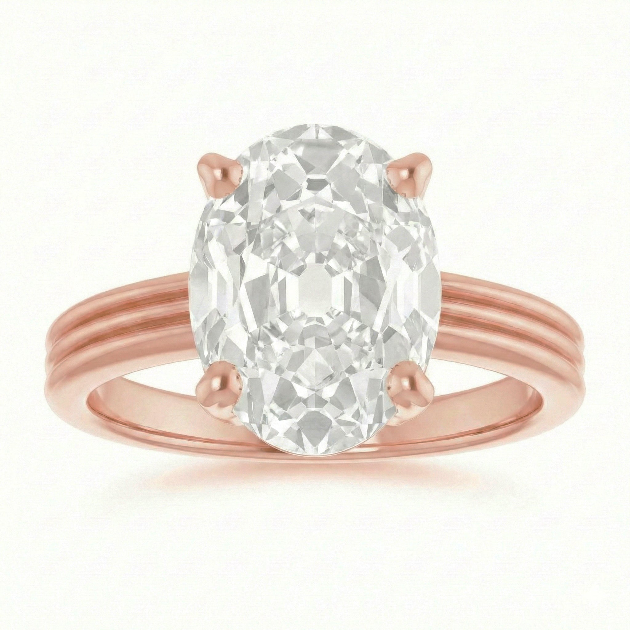 Rose Gold 6 Carat Old Miner Natural Earth Mined Diamond Ring