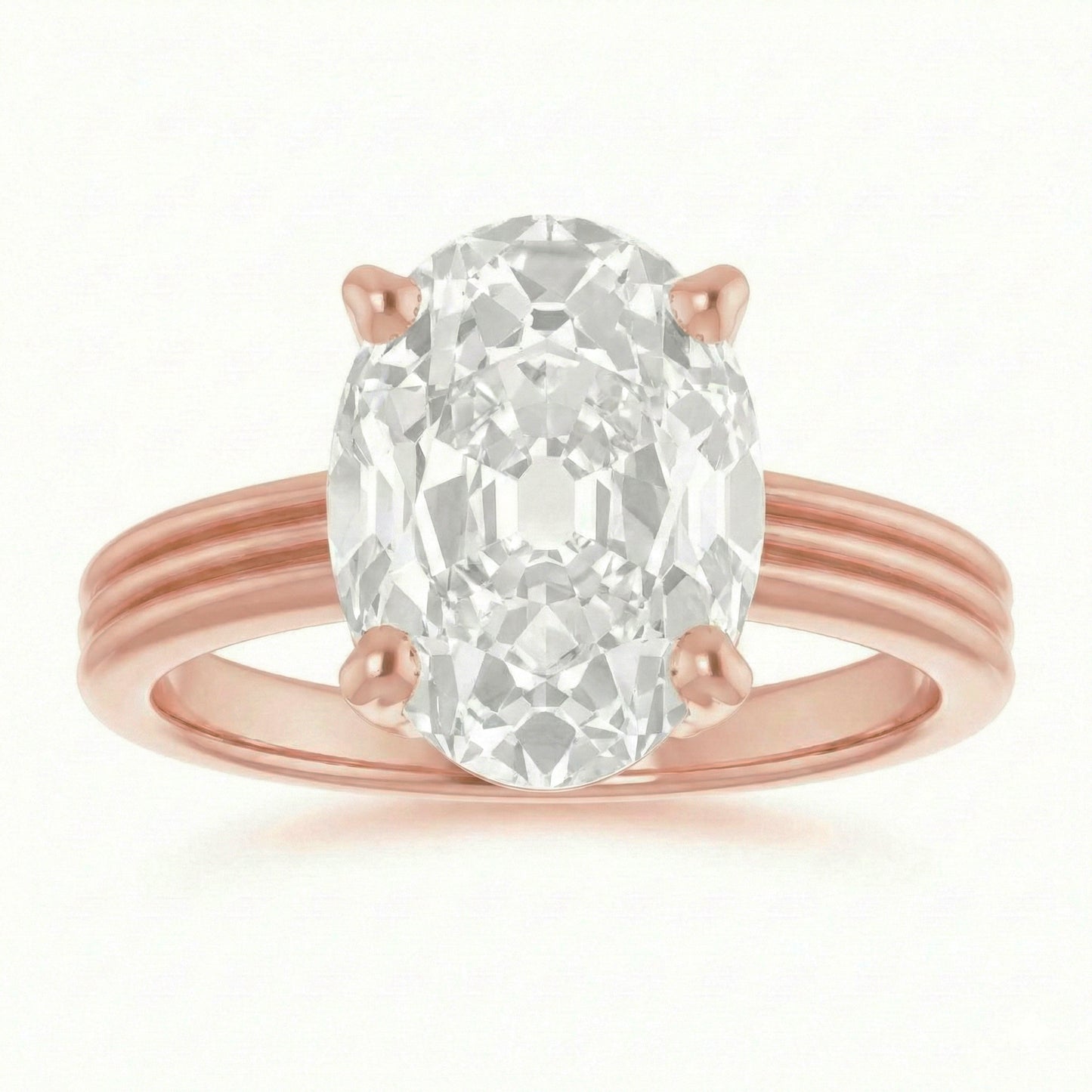 Rose Gold 6 Carat Old Miner Natural Earth Mined Diamond Ring