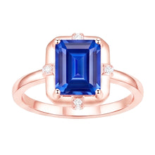 Rose Gold Gemstone Ring Ceylon Sapphire & Round Natural Earth Mined Diamonds 2.50 Carats