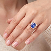 Rose Gold Gemstone Ring Ceylon Sapphire & Round Natural Earth Mined Diamonds 2.50 Carats