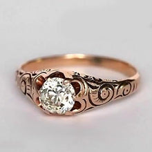 Rose Gold Gypsy Solitaire Ring Old Cut  Natural Diamond Vintage Style 1 Carat