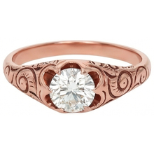 Rose Gold Gypsy Solitaire Ring Old Cut Natural Earth Mined Diamond Vintage Style 1 Carat