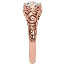 Rose Gold Gypsy Solitaire Ring Old Cut Natural Earth Mined Diamond Vintage Style 1 Carat