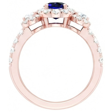 Rose Gold Halo Oval Sapphire Ring 3 Stone Style Natural Earth Mined Diamonds 5.50 Carats