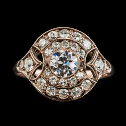Rose Gold Halo Ring Vintage Style Genuine Old Mine Cut Diamonds 4.50 Carats