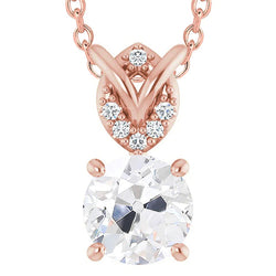 Rose Gold Jewellery Natural Earth Mined Diamond Pendant Round Old Mine Cut 5 Carats