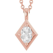 Rose Gold Ladies Genuine Diamond Pendant Oval Old Cut 2.50 Cartas 14K