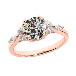 Rose Gold Marquise & Old Mine Cut Real Diamond Anniversary Ring 3.50 Carats