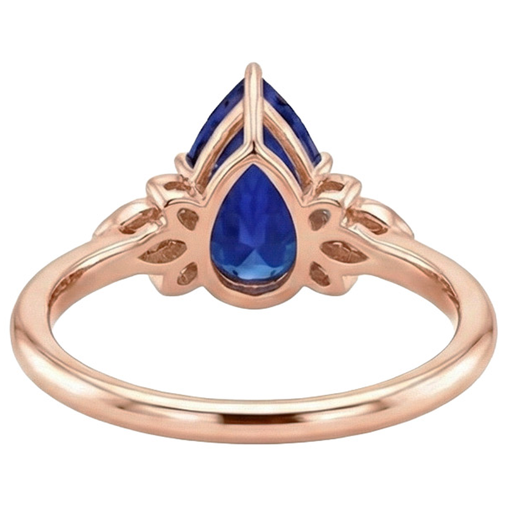 Rose Gold Natural Earth Mined Diamond Engagement Ring Pear Cut Ceylon Sapphire 7.25 Carats