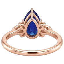 Rose Gold Natural Earth Mined Diamond Engagement Ring Pear Cut Ceylon Sapphire 7.25 Carats