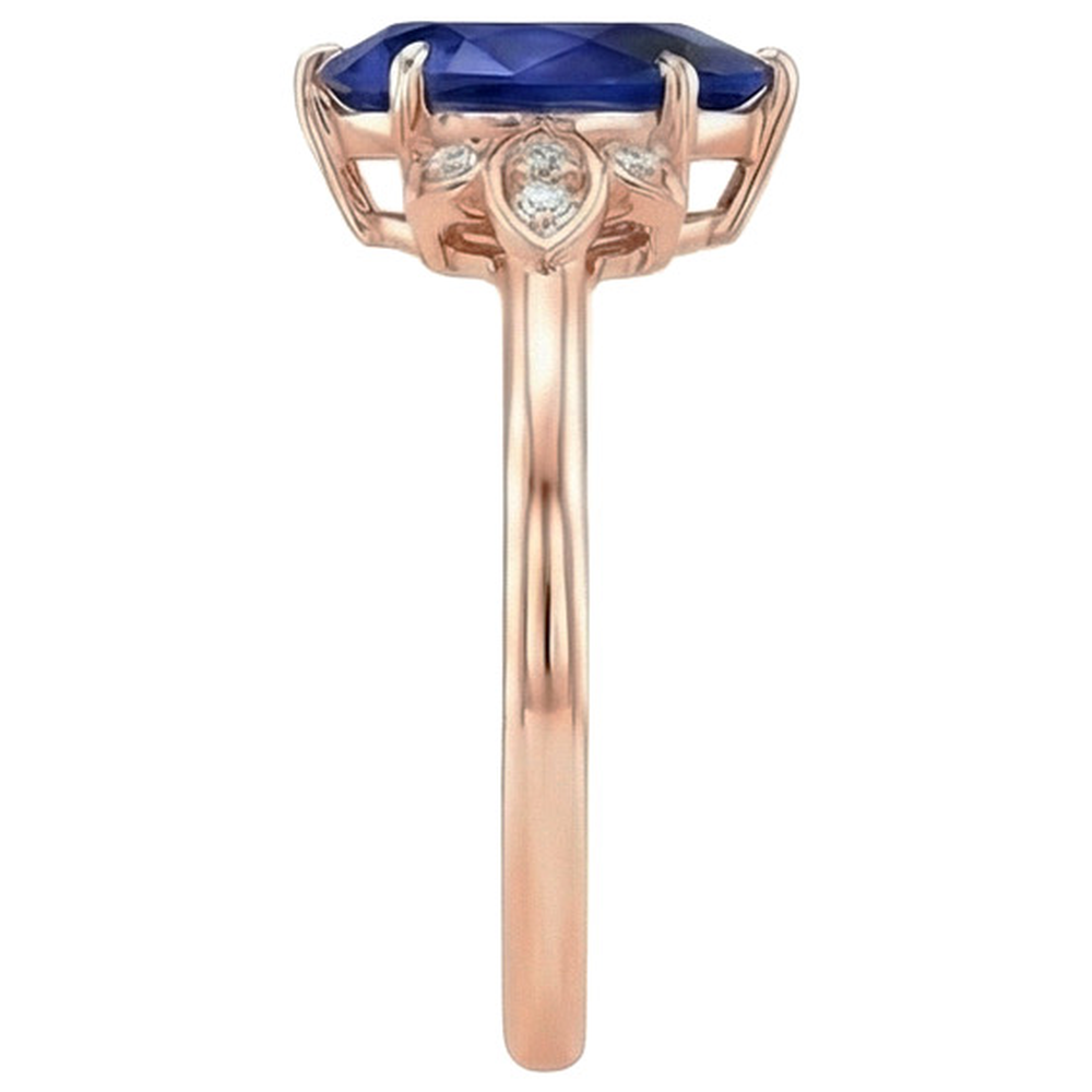 Rose Gold Natural Earth Mined Diamond Engagement Ring Pear Cut Ceylon Sapphire 7.25 Carats