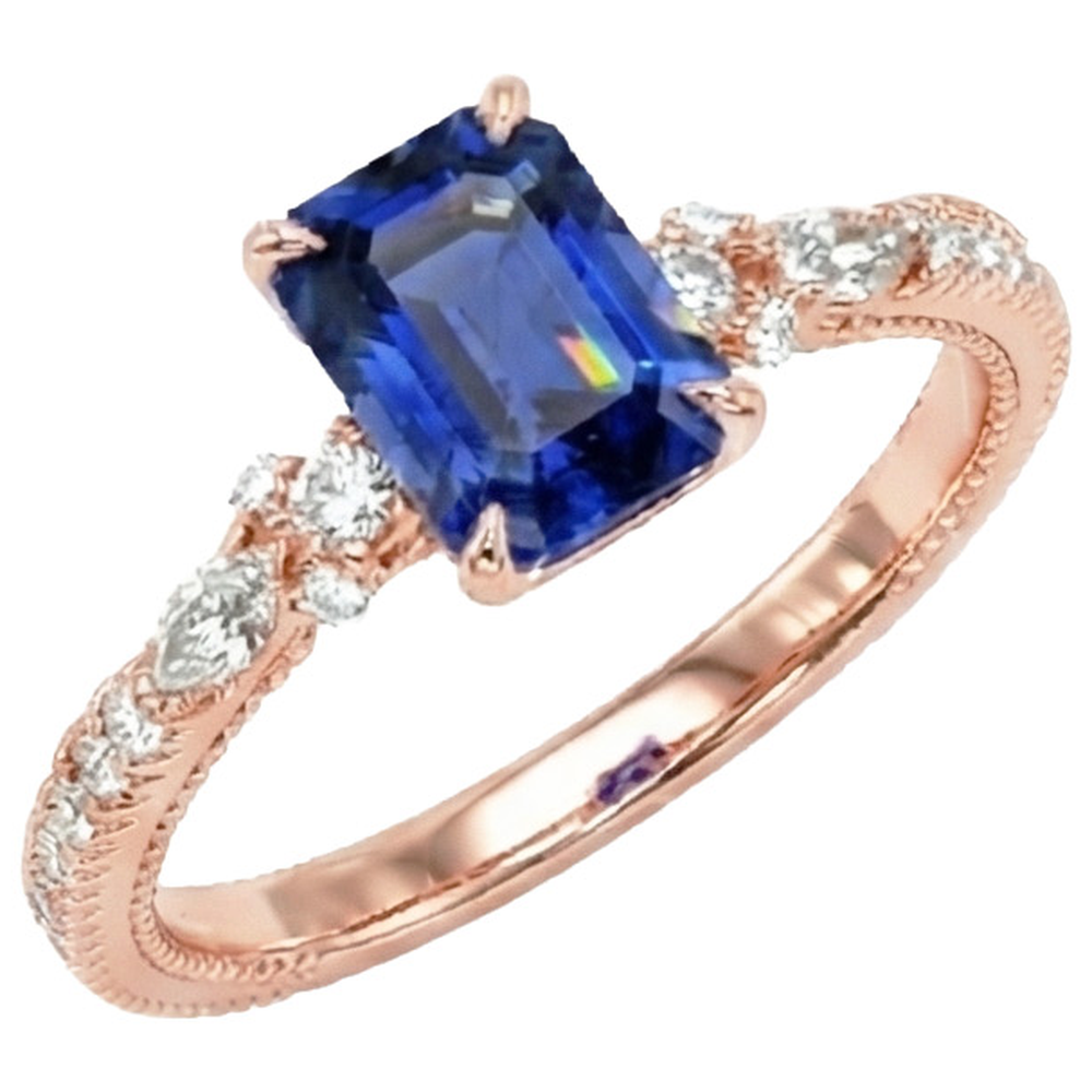 natural round sapphire 4ct ring side angle