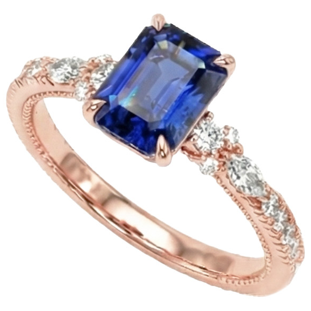 natural round sapphire 4ct ring close up detail