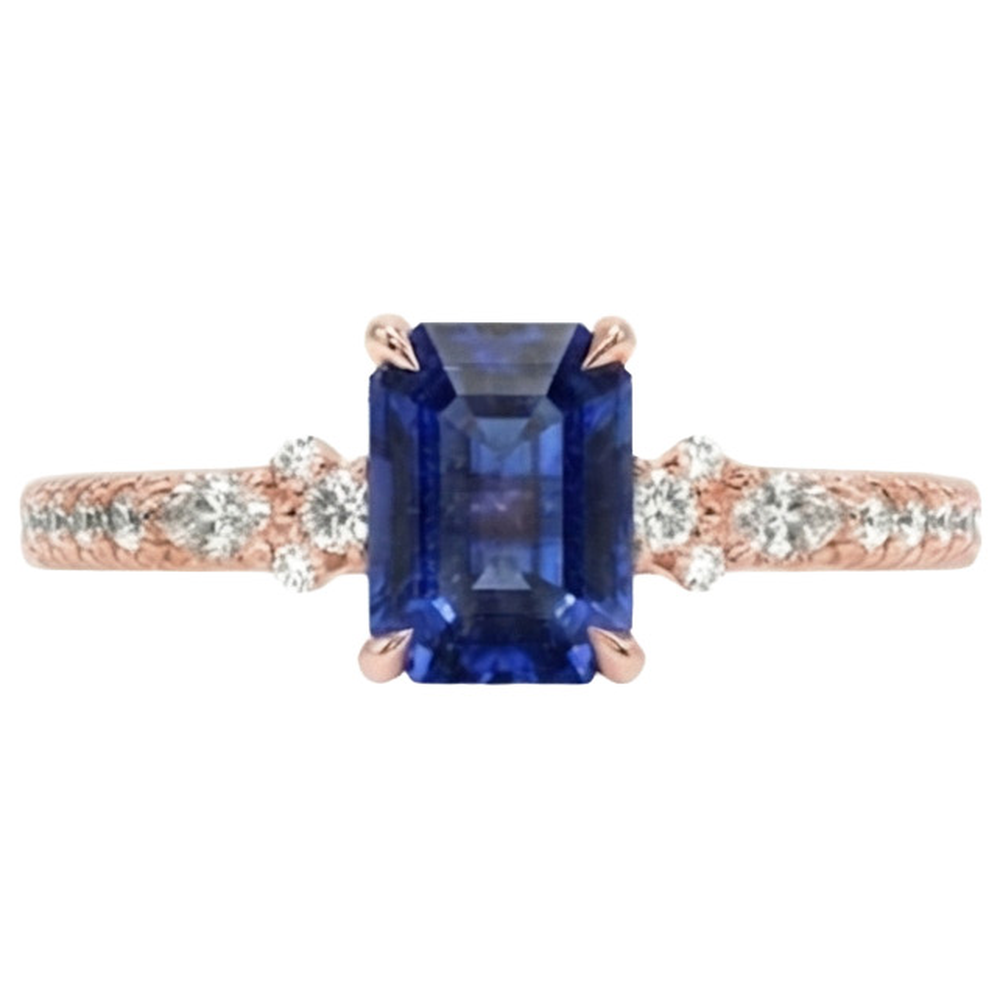 natural round sapphire 4ct ring profile view