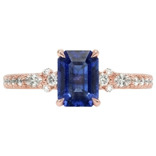 natural round sapphire 4ct ring profile view