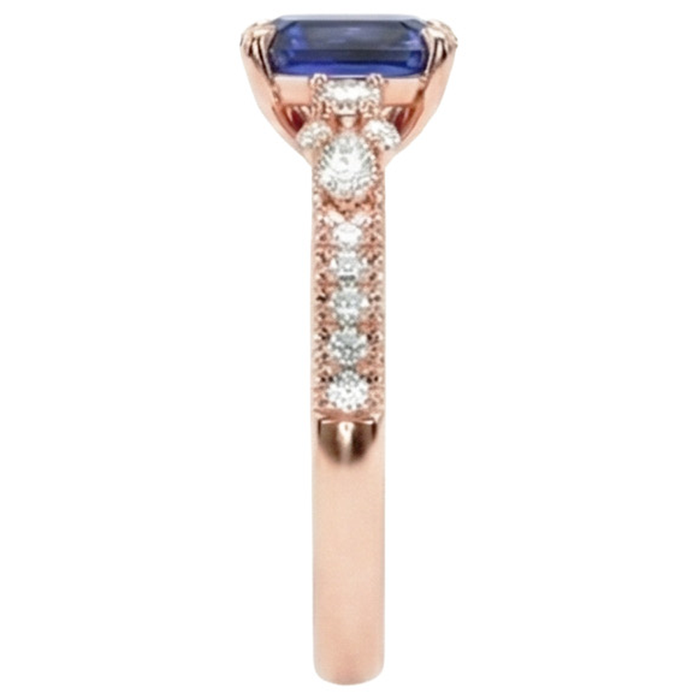 natural round sapphire 4ct ring on white background