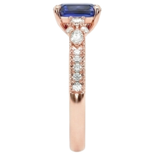 natural round sapphire 4ct ring on white background