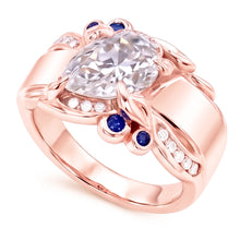 Rose Gold Natural Earth Mined Diamond Ring 2.25 Carats Ceylon Sapphire Accents Jewellery