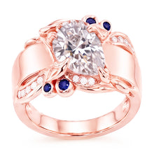 Rose Gold Natural Earth Mined Diamond Ring 2.25 Carats Ceylon Sapphire Accents Jewellery