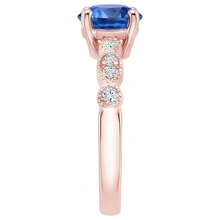 Rose Gold Natural Earth Mined Diamond Ring 2.50 Carats Vintage Style Round Blue Sapphire