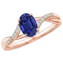 Rose Gold Natural Earth Mined Diamond Ring Oval Prong Set Ceylon Sapphire 3.75 Carats New