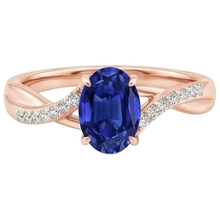 Rose Gold Natural Earth Mined Diamond Ring Oval Prong Set Ceylon Sapphire 3.75 Carats New