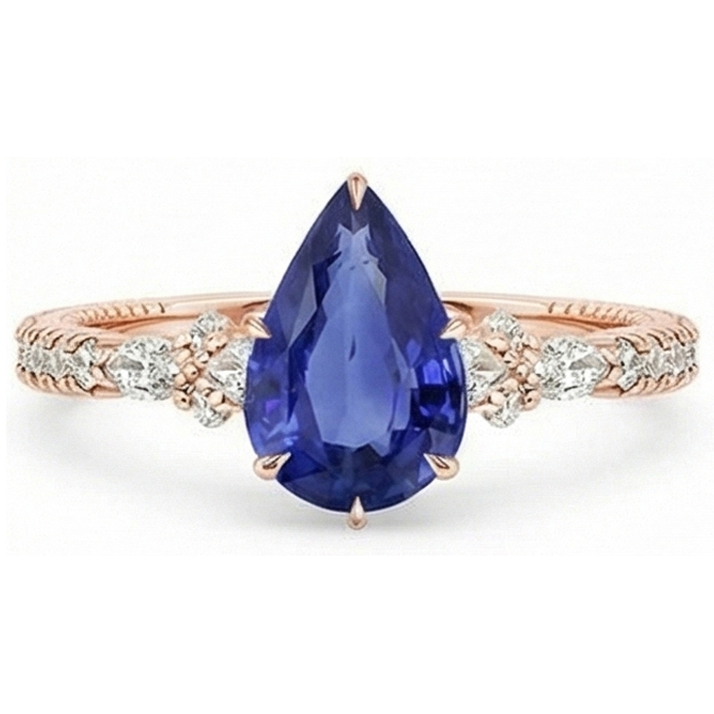 natural round sapphire 5.50ct ring close up detail