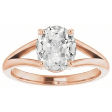 Brilliant Diamond Antique Cushion Solitaire Engagement Ring in 14K Rose Gold – front view