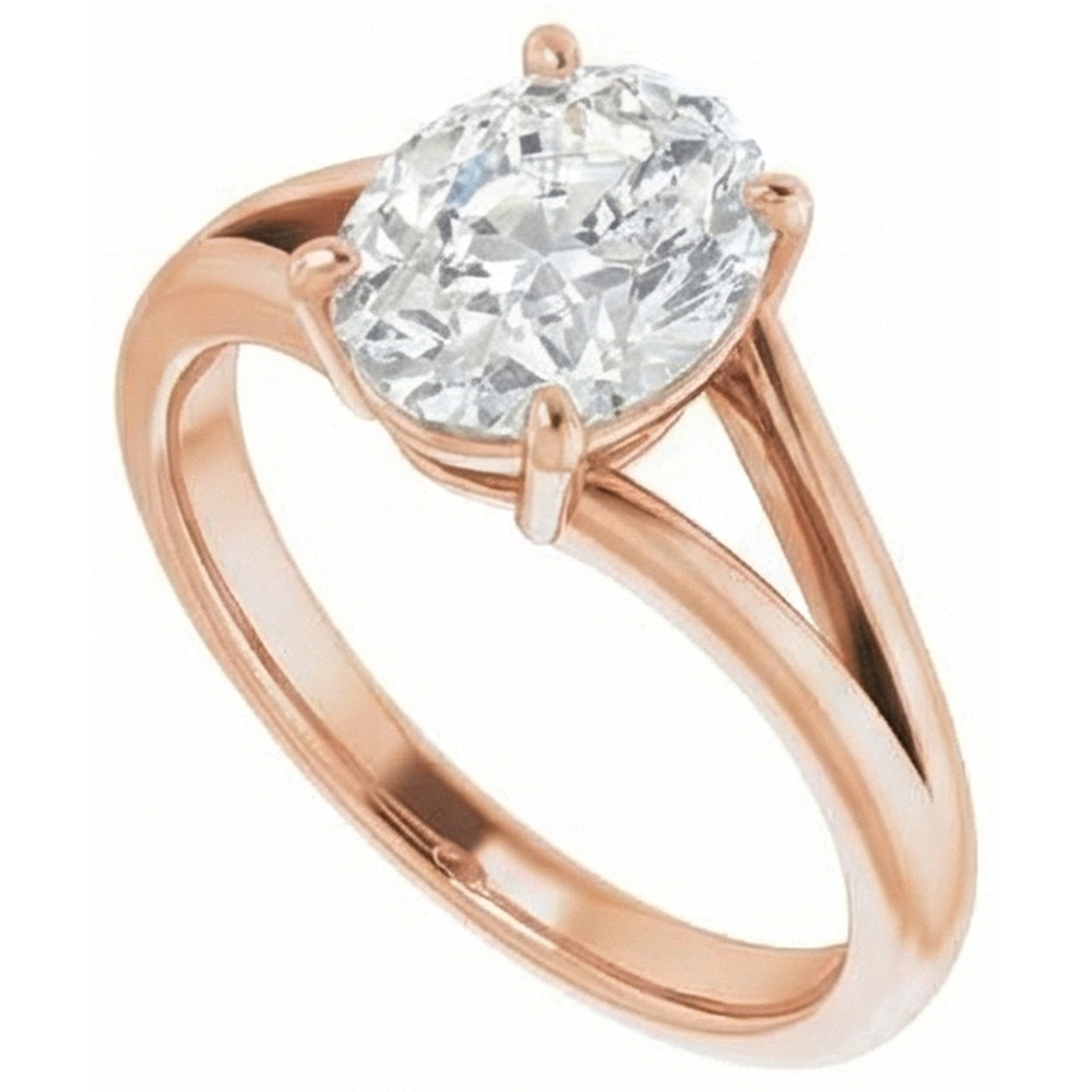 Brilliant Diamond Antique Cushion Solitaire Engagement Ring in 14K Rose Gold – side view
