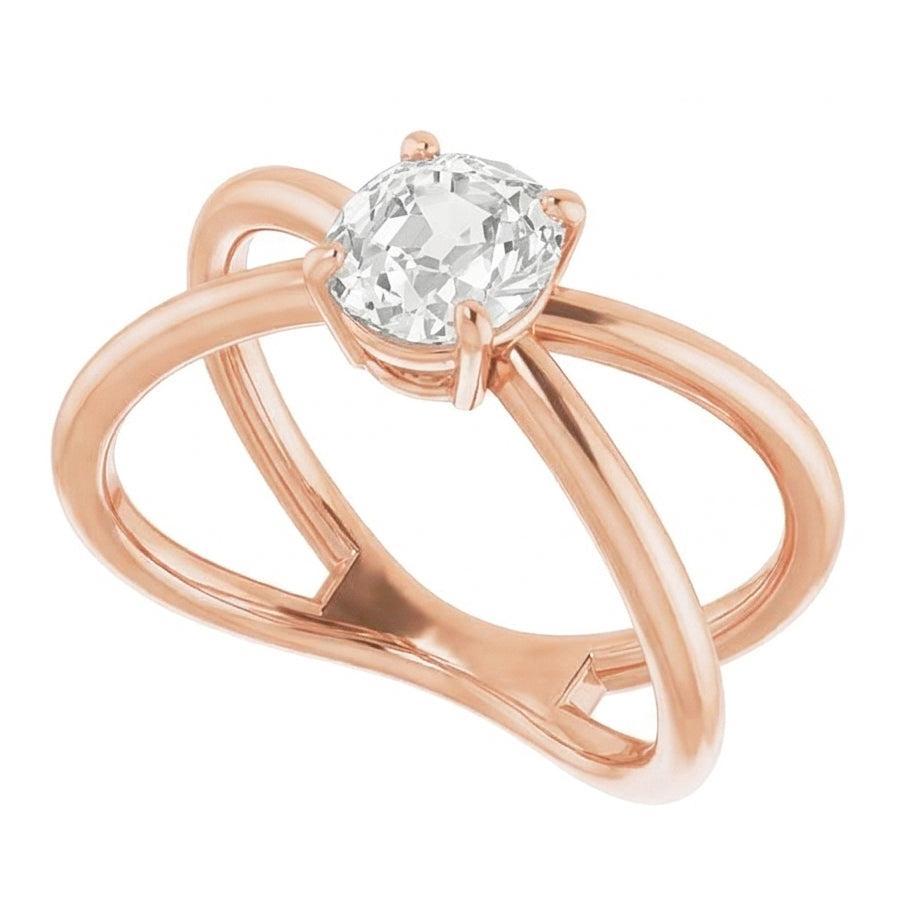 Single Stone Ring 14 Karat Rose Gold with Brilliant Diamond – side view