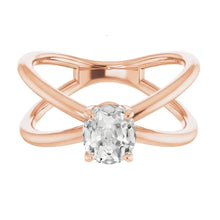 Brilliant Diamond Antique Cushion Single Stone Ring in 14 Karat Rose Gold – profile view