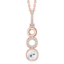 Rose Gold Real Diamond Pendant Bezel Set Round Old Miner 2 Carats