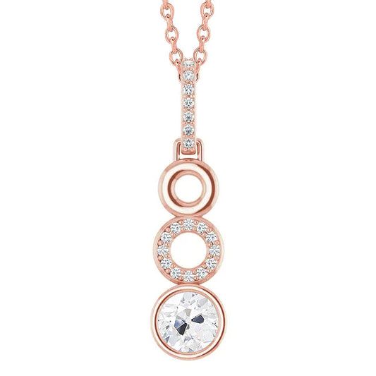Rose Gold Real Diamond Pendant Bezel Set Round Old Miner 2 Carats