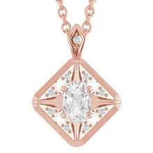 Rose Gold Real Diamond Pendant Oval Old Cut 3.50 Carats Jewelry