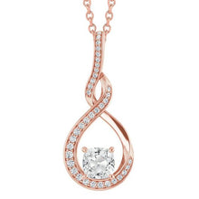 Rose Gold Real Diamond Slide Pendant 3 Carats Round & Cushion Old Cut 14K