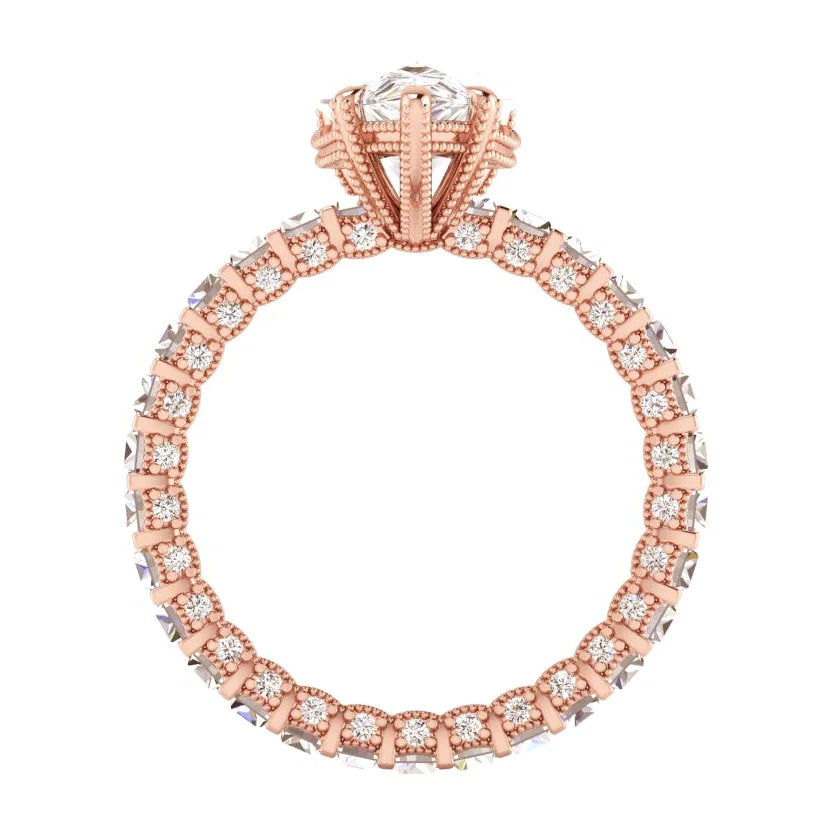 Rose Gold Real Pear Diamond Engagement Ring 5.85 Carats