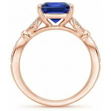 Rose Gold Ring With Accents Princess Cut Blue Sapphire 5.50 Carats