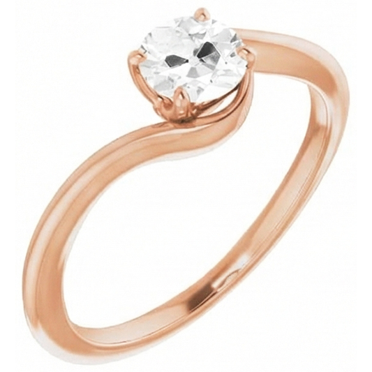 Solitaire Ring 14K Rose Gold with Fine Diamond – front view